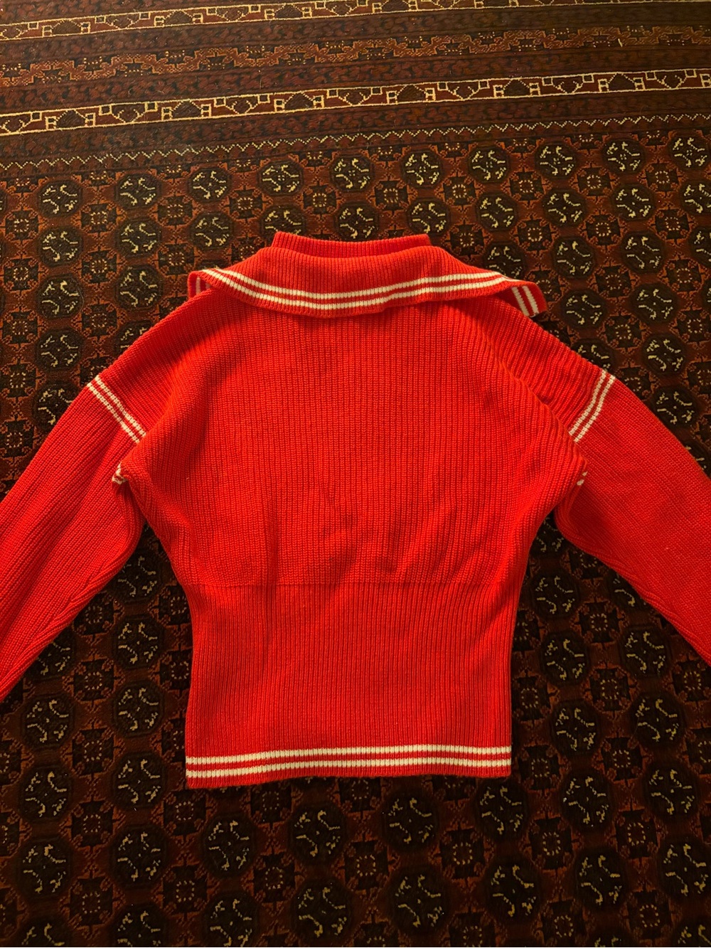 Rowing Blazers Red Polo-Collar Knit with White Stripe Trim - Picture 3 of 3